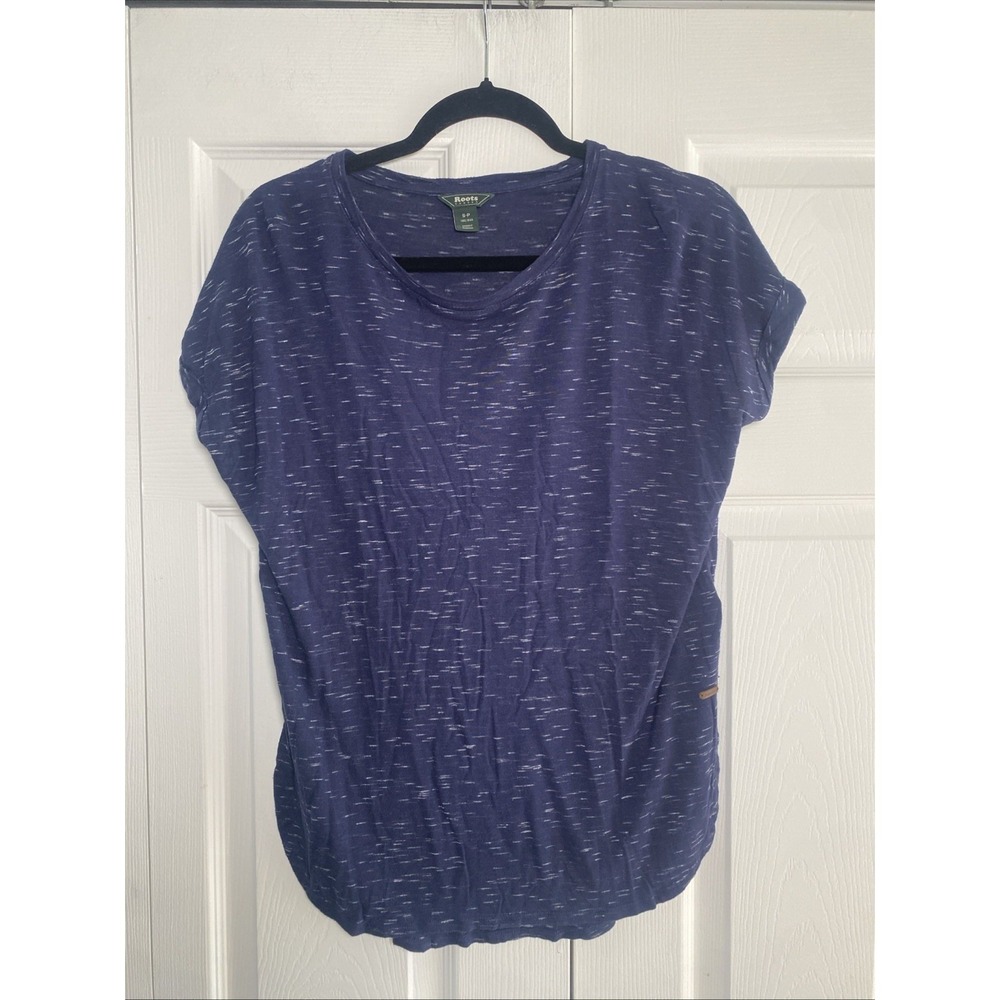 Roots Canada Navy Heathered Top Casual Size Small Outdoor Camping Hike Gorpcore